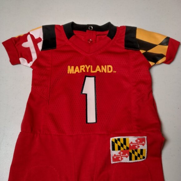 University of Maryland Outfit Baby 0-3M Fast Asleep Romper Terrapins Football - Picture 6 of 14